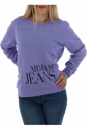 Emporio Armani Sweatshirts & Hoodies, Dames, Paars, L, Katoen, Logo Sweatshirt voor vrouwen