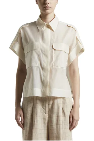 PESERICO SIGN Blouses & Shirts, Dames, , XL, Katoen, Matte zijde-katoenen organza shirt