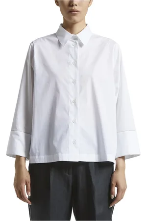 PESERICO SIGN Blouses & Shirts, Dames, Wit, L, Katoen, Stretch katoenen popeline overhemd