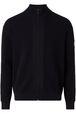 Calvin Klein Truien, Heren, Zwart, L, Kern Badge Rits Sweater Zwart