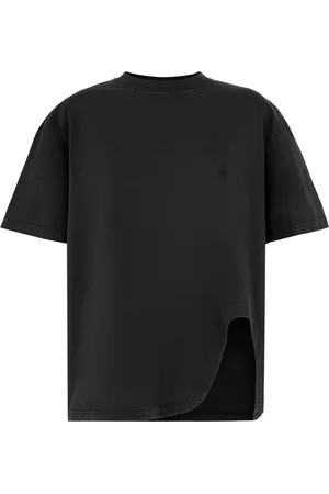 The Attico Tops, Dames, Zwart, M, Katoen, Zwart Katoenen Jersey T-Shirt met Stijlvolle Split