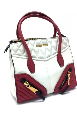 Miu Miu Pre-owned, Dames, Rood, ONE Size, Leer, Tweedehands leren handtassen