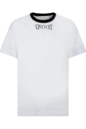 Givenchy Tops, Heren, Wit, S, Katoen, Logo Print T-Shirt Wit Katoen Jersey
