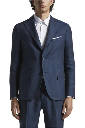 PESERICO SIGN Jassen, Heren, Blauw, L, Linnen, Single-breasted blazer in puur linnen