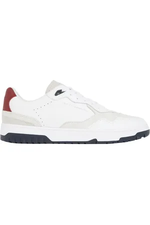 Tommy Hilfiger Schoenen, Heren, Wit, 46 EU, Leer, Witte Basketbalsneakers met Logo