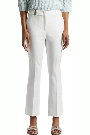 PESERICO SIGN Broeken, Dames, Wit, 3Xs, Katoen, Katoenen en viscose legging broek