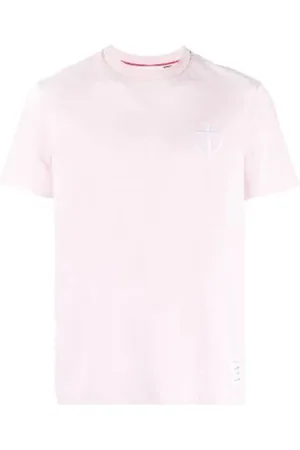 Thom Browne Tops, Heren, Roze, S, Ankerpictogram T-shirt in lichtroze