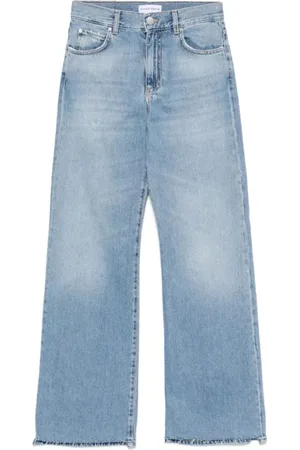 Pinko Jeans, Dames, Blauw, W28, Denim, Blauwe Wide Leg Jeans