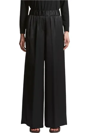 PESERICO SIGN Broeken, Dames, Zwart, XS, Satijn, Viscose satijnen broek met elastische band