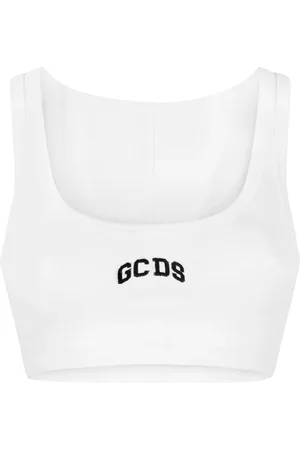 GCDS Tops, Dames, Wit, S, Katoen, Logo Lounge Mini Top