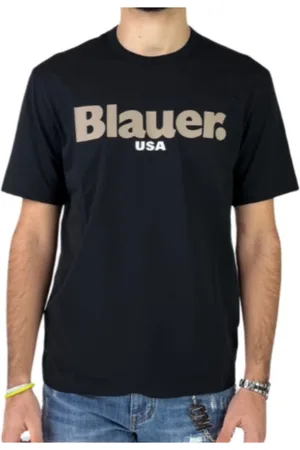 Blauer Tops, Heren, Zwart, 2Xl, Katoen, Zwarte Maxi Logo T-shirt Heren