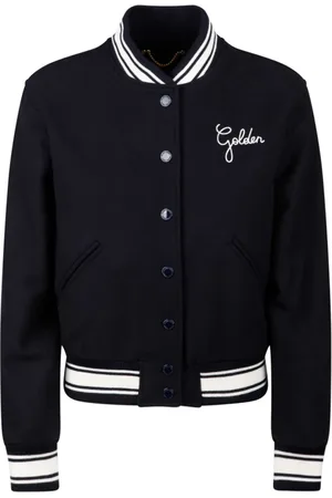 Golden Goose Jassen, Dames, Blauw, S, Wol, Donkerblauwe Bomberjack met Gouden Ster
