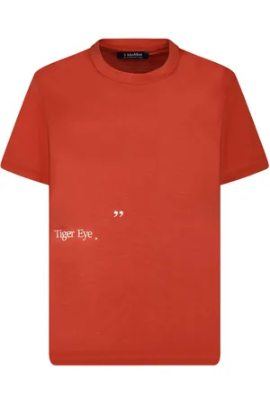 Max Mara Tops, Dames, Oranje, M, Katoen, Oranje T-shirt met letterprint