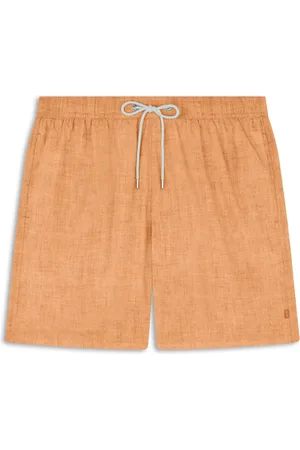 Paul & Shark Badkleding, Heren, Oranje, 2Xl, Linnen, Zwemshorts met Linnen-Effect Print Riviera Hello Capri