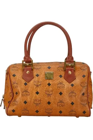 MCM Pre-owned, Dames, Bruin, ONE Size, Leer, Tweedehands leren handtassen