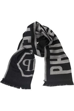 Philipp Plein Accessoires, Heren, Grijs, ONE Size, Logo Sjaal Unisex Grijs Stola