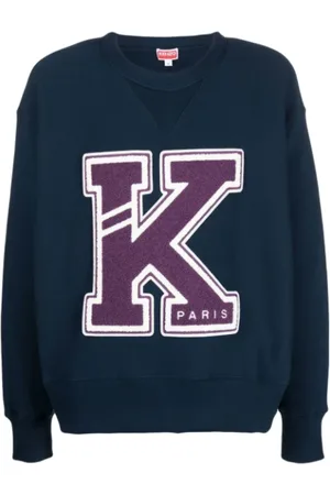 Kenzo Sweatshirts & Hoodies, Heren, Blauw, S, Blauwe College Sweatshirt Overdreven Sweater