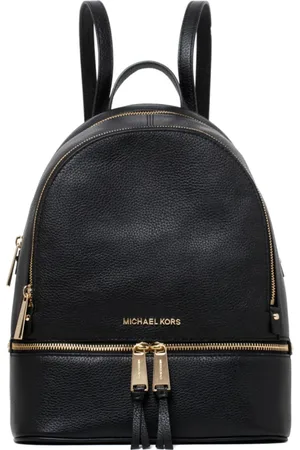 Michael Kors Tassen, Dames, Zwart, ONE Size, Zwarte Rhea Rugzak met Gouden Hardware