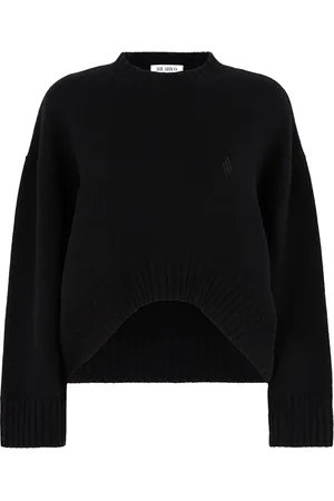 The Attico Truien, Dames, Zwart, S, Wol, Zwarte Logo Geborduurde Oversized Trui