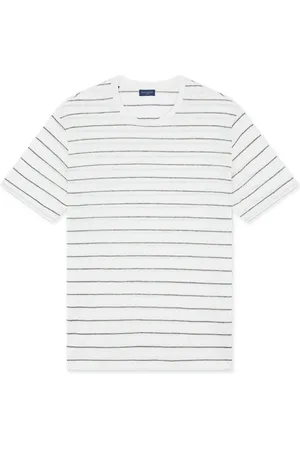Paul & Shark Tops, Heren, Wit, M, Linnen, Gestreept Linnen Jersey T-shirt