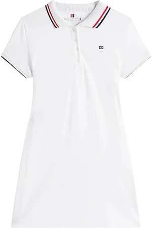 Tommy Hilfiger Kleedjes, Dames, Wit, L, Katoen, Sportieve Vrouwelijke Polo Jurk