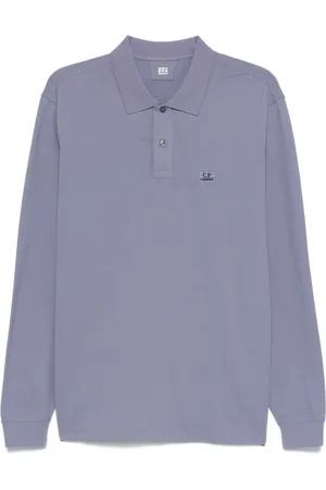 C.P. Company Tops, Heren, Paars, XL, Lavendel Violet Lange Mouw Polo Shirt