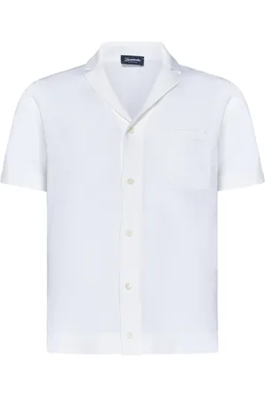 DRUMOHR Overhemden, Heren, Wit, XL, Wit Bowling Shirt met Zak