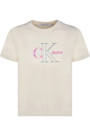 Calvin Klein Tops, Dames, , M, Katoen, Cropped T-shirt met logo print
