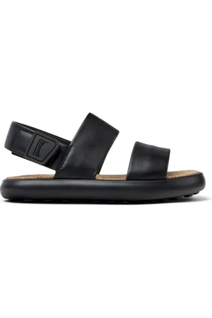 Camper Schoenen, Dames, Zwart, 41 EU, Leer, Zwarte platte sandalen voor vrouwen