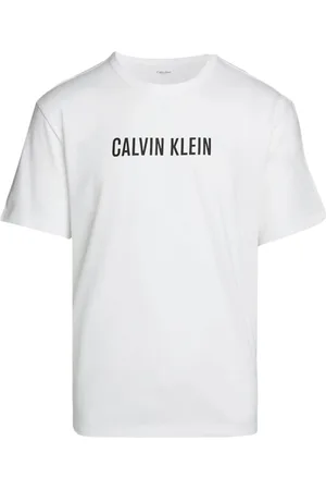 Calvin Klein Tops, Heren, Wit, M, Katoen, Wit Logo Print T-Shirt