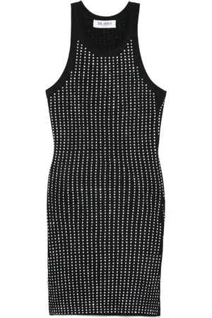 The Attico Kleedjes, Dames, Zwart, S, Katoen, Zwarte Midi Jurk Elegant Veelzijdige Stijl