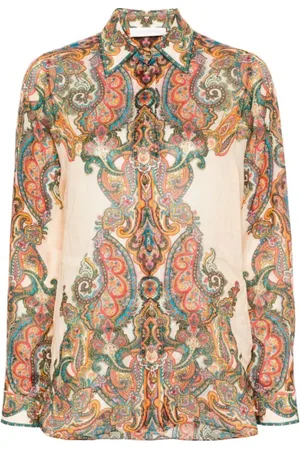 ZIMMERMANN Blouses & Shirts, Dames, Veelkleurig, XS, Oversized Paisley Shirt met Knopen
