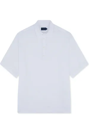 Paul & Shark Overhemden, Heren, Wit, S, Linnen, Linnen Popover Shirt