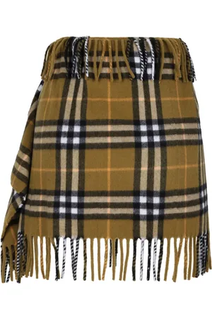 Burberry Rokken, Dames, Bruin, M, Wol, Decoratieve Gesp Ruit Rok