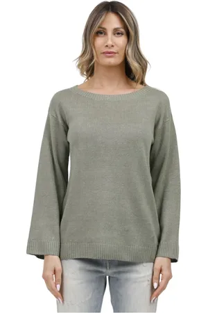Max Mara Truien, Dames, Groen, L, Linnen, Wijde ronde hals linnen top
