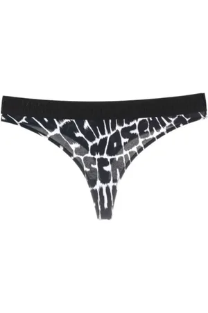 Moschino Ondergoed, Dames, Zwart, L, Katoen, Fantasy Print Zwart Katoenen Braziliaanse Slip