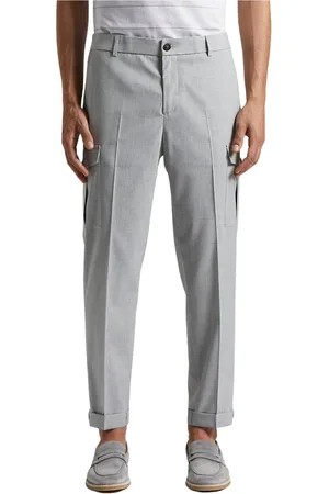 PESERICO SIGN Broeken, Heren, Grijs, XL, Technische viscose chino broek
