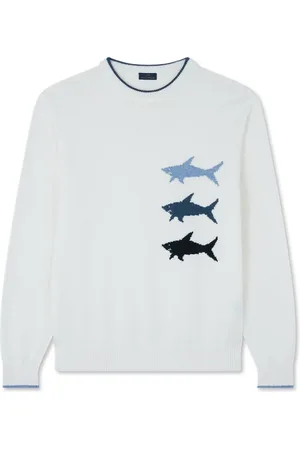 Paul & Shark Truien, Heren, Wit, 2Xl, Katoen, Haaieninzet Jacquard Katoenen Trui