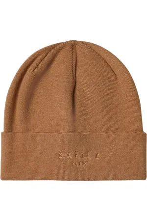 GAËLLE Accessoires, Dames, Bruin, ONE Size, Polyester, Bruine Gebreide Muts met Geborduurd Logo