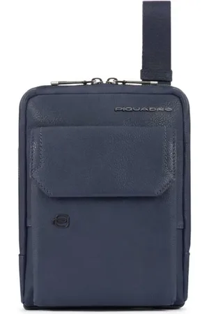 Piquadro Tassen, Heren, Blauw, ONE Size, Leer, Blauwe leren i Pad Mini Crossbody tas