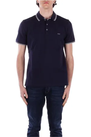 FAY Tops, Heren, Blauw, L, Katoen, Knoop T-shirts en Polo