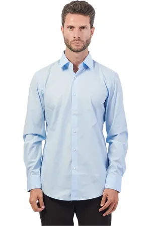 HUGO BOSS Overhemden, Heren, Blauw, M, Katoen, Slim Fit Kent Collar Overhemd