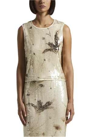 PESERICO SIGN Tops, Dames, , XS, Pailletten, Paillet Lurex net top