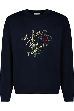 Drôle de Monsieur Truien, Heren, Blauw, S, Katoen, Navy Sweatshirt met Slogan Print