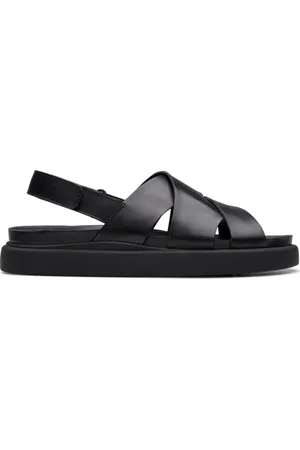 Clarks Schoenen, Dames, Zwart, 39 1/2 EU, Zwarte platte zonne sandalen voor vrouwen