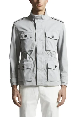 PESERICO SIGN Jassen, Heren, Grijs, 2Xl, Katoen, Comfortabele katoenen gabardine field jacket