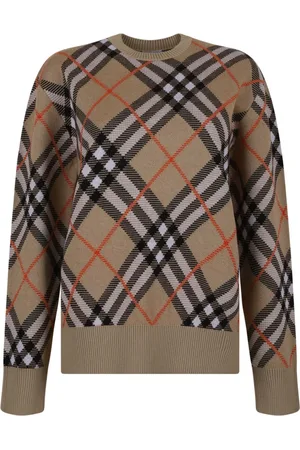 Burberry Truien, Dames, Bruin, M, Wol, Vintage Check Jumper Sweaters
