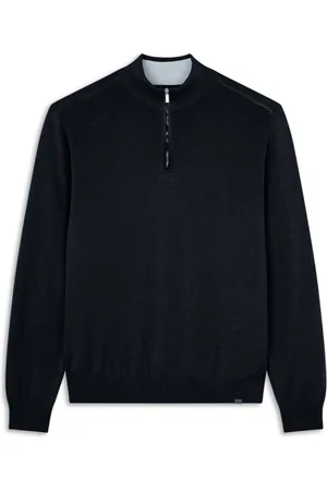 Paul & Shark Truien, Heren, Blauw, M, Katoen, Aqualeather Half-Zip Katoen Kasjmier Sweater