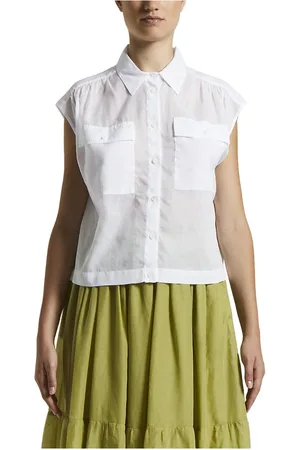 PESERICO SIGN Blouses & Shirts, Dames, Wit, S, Katoen, Puur katoenen voile top