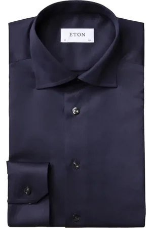 Eton Overhemden, Heren, Blauw, 5Xl, Nylon, Blauw Formeel Overhemd met Lange Mouwen
